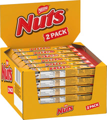 Barres de Chocolat NESTLÉ 2Pack, les classiques aux noisettes entières et caramel enrobés de chocolat au lait, pack de 24 (24 x 2 x 30g)