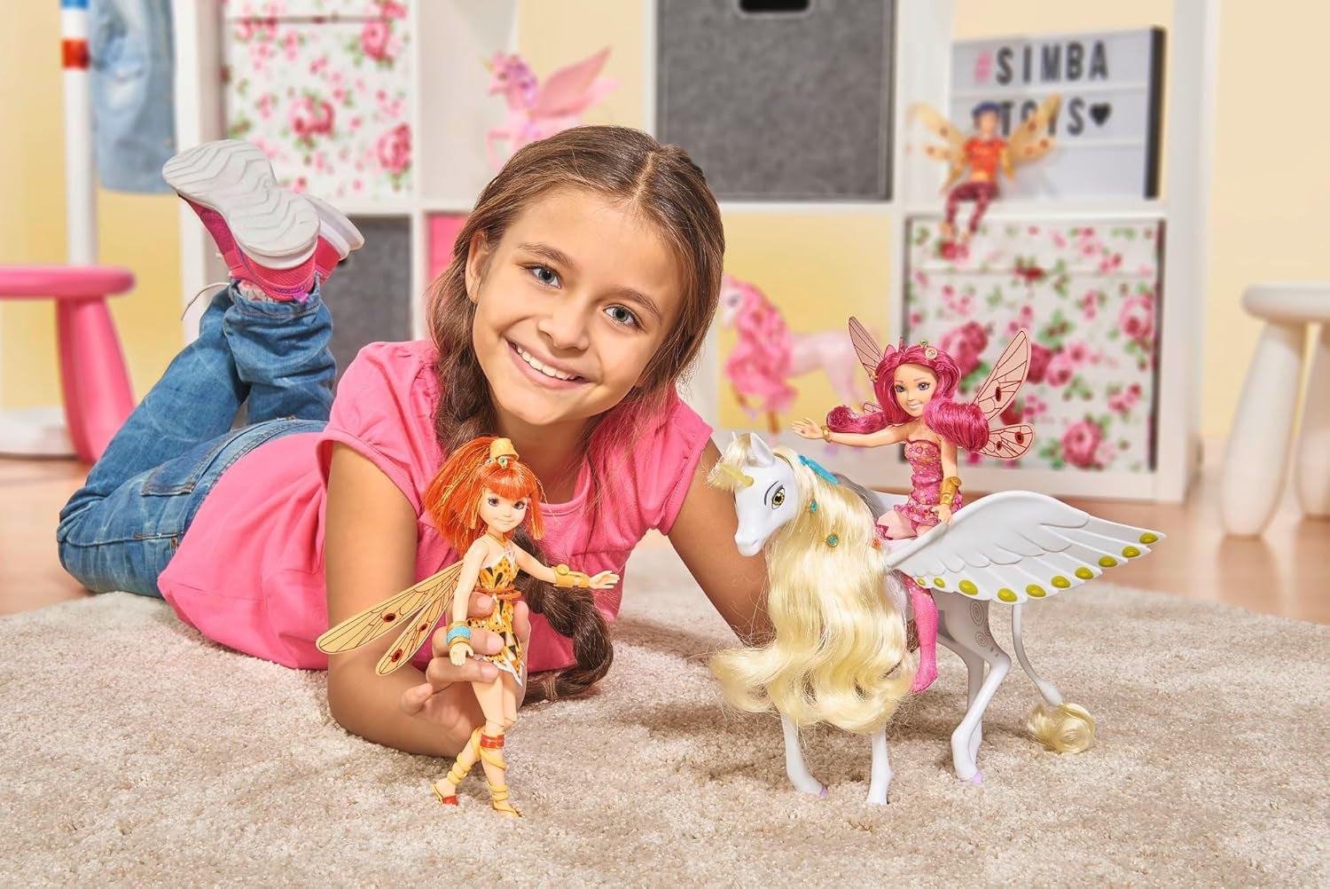 Simba 109480093 - Mia and Me Unicorn Onchao, Avec ailes mobiles, pinces à cheveux, brosse coiffante, cheval de jeu, poney, Centopia, à partir de 3 ans, rose Naty Shop Dolls