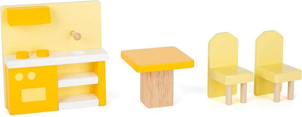 Small Foot 11192 Maison de poupée tournante en bois à 3 étages avec meubles jouets multicolore 37 x 40 x 67 cm Naty Shop Doll Houses