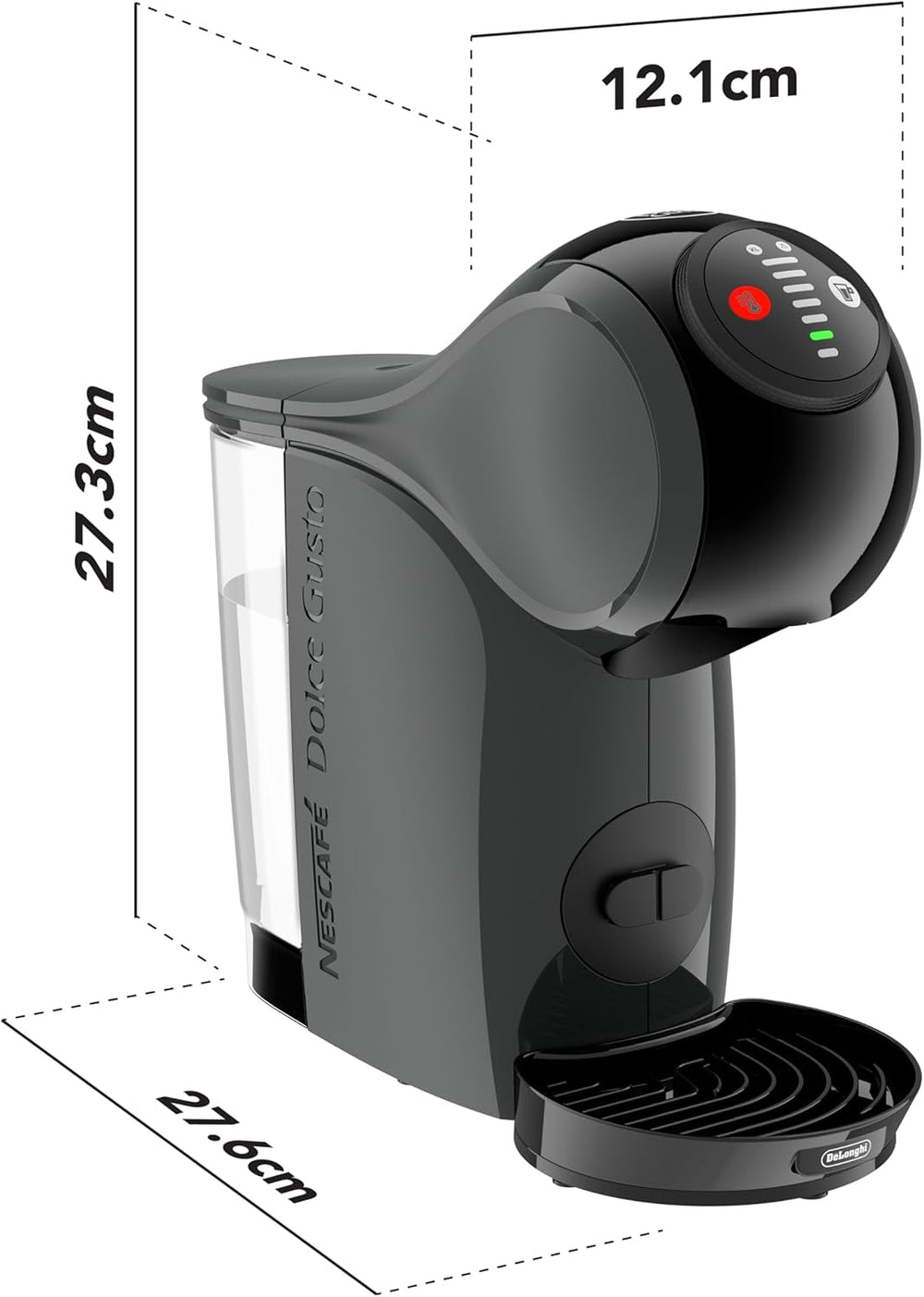 NESCAFÉ DOLCE GUSTO DeLonghi Dolce Gusto Genio S EDG226.A, Machine à expresso à capsules comprenant 3 capsules, design compact, bac d'égouttage réglable, 0,8 l, réservoir d'eau amovible, 1470 W, Anthracite