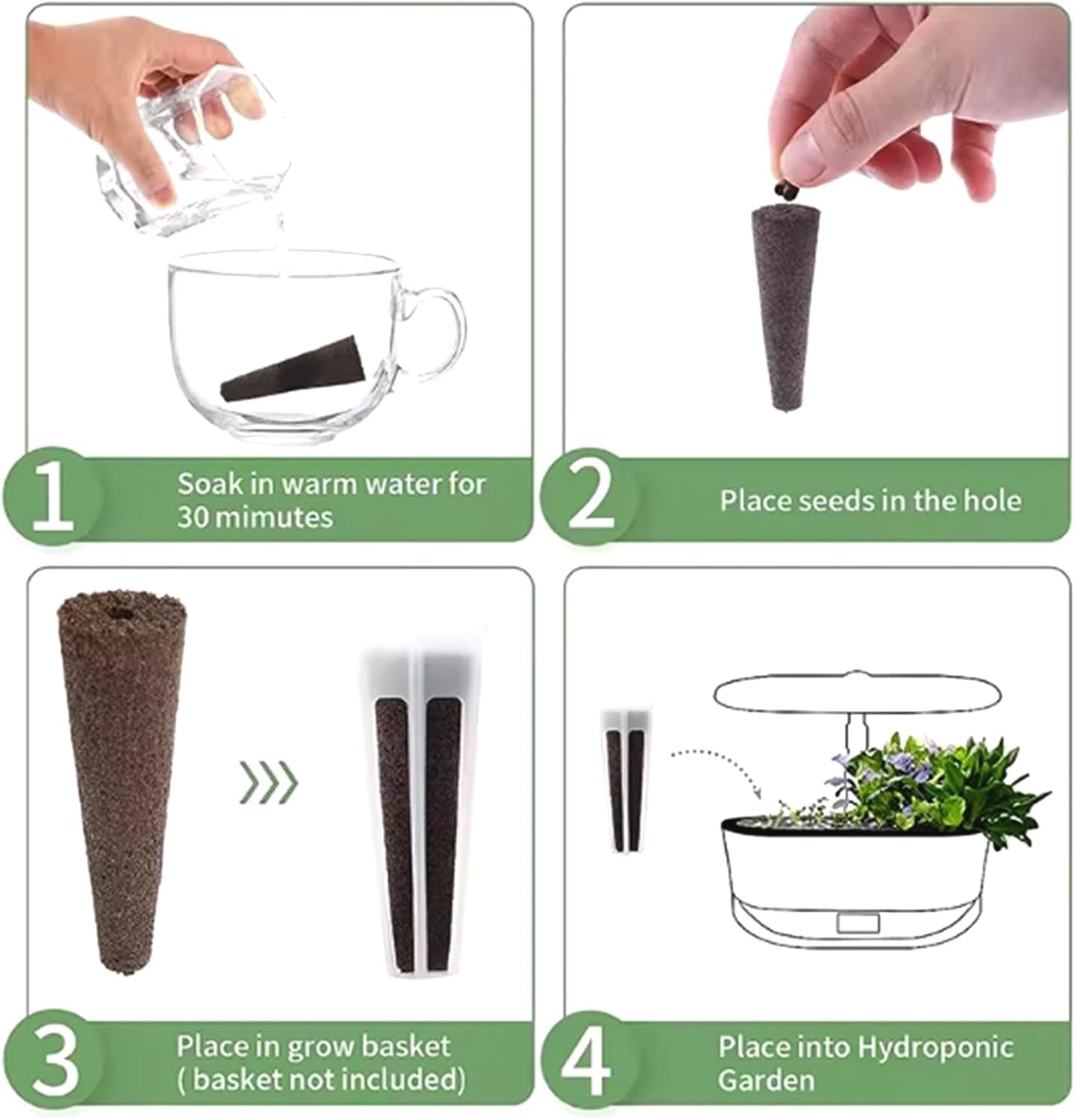 50 éponges de culture de remplacement, tubes d'établissement de semences, bouchons d'éponge de culture de racines, kits de culture hydroponique pour systèmes de culture hydroponique, culture hydroponique d'intérieur, jardin