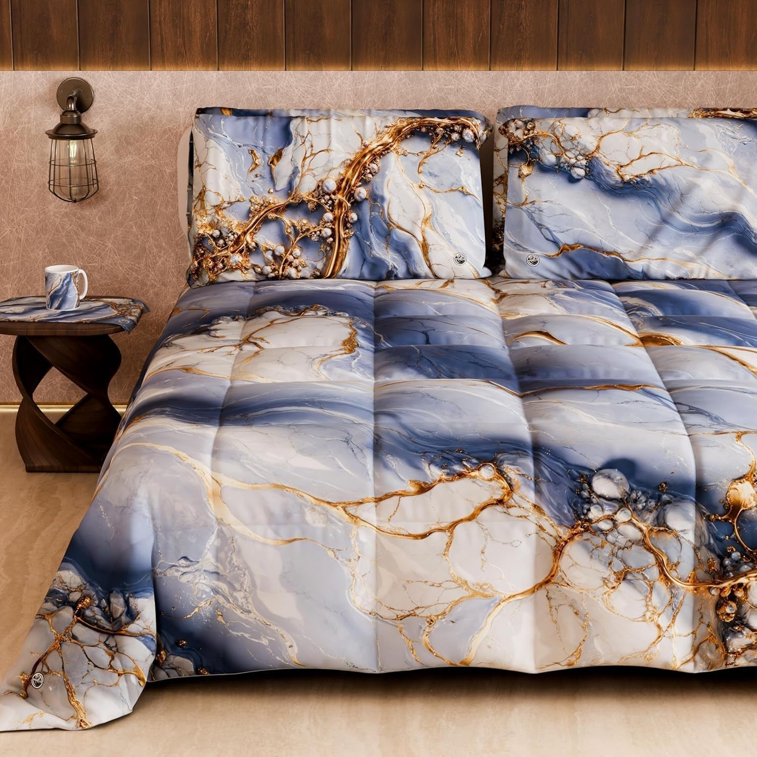 PETTI Artigiani Italiani - Couette d'hiver, Couette d'hiver, Couette simple, Double face, Impression monochrome et numérique, microfibre 100% hypoallergénique, Fabriqué en Italie