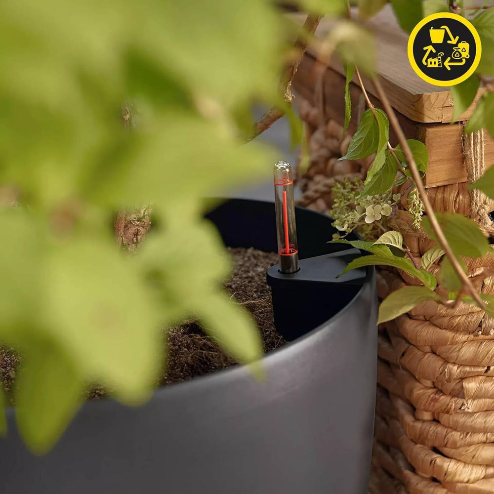 Jardinière LECHUZA Classico Couleur ECO 60 Gris Foncé | Jardinière avec système d'arrosage et indicateur de niveau d'eau | Fabriqué à partir de plastique 100 % recyclé | Finition mate | Ø60 x 55,5 cm | 18955