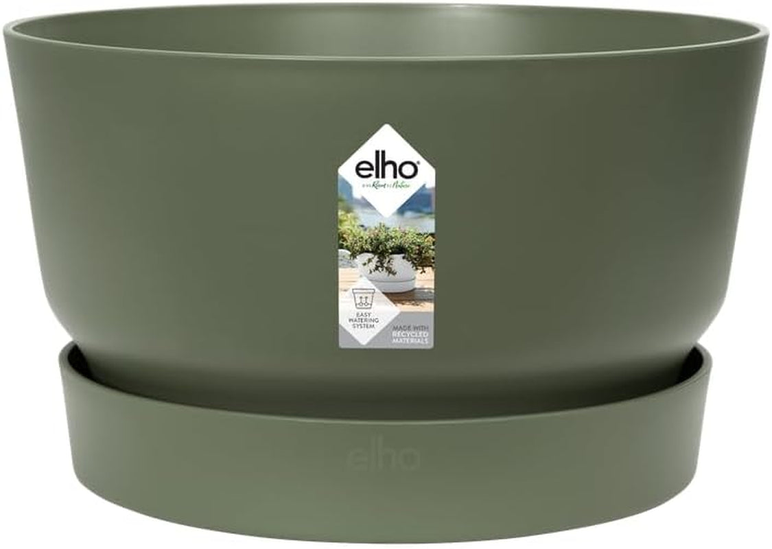 elho Greenville Bowl 33 - Ghiveci de flori pentru exterior - 100% plastic reciclat - Ø 32,5 x H 19,4 cm - Gri/Beton viu