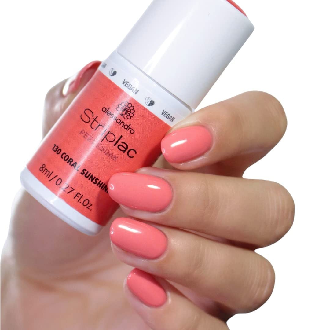 Vernis à ongles UV alessandro Striplac Coral Sunshine – Délicat et longue durée – S'enlève facilement grâce à la technologie de retrait – Vegan et cruelty-free – 8 ml