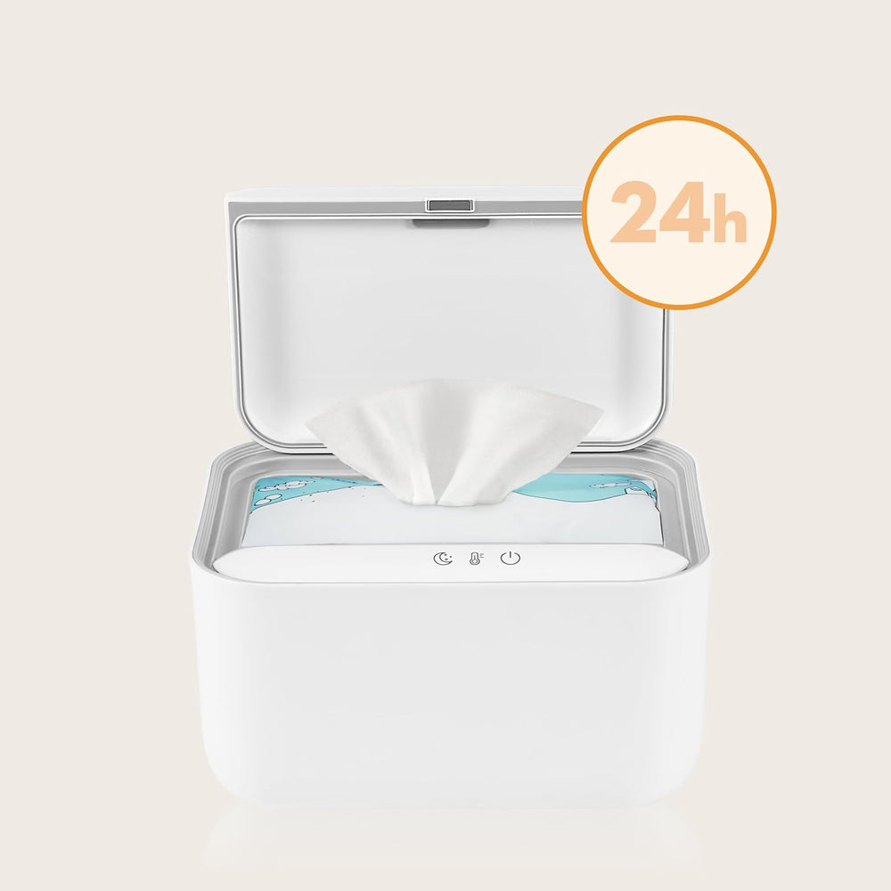Lionelo BABYBLISS 20W Réchauffeur pour lingettes humides et petites serviettes, 20W pour bébé, veilleuse intégrée, 3 réglages de chaleur, écran tactile, maintient les lingettes humides
