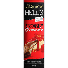 Lindt HELLO Gâteau au fromage aux fraises et au chocolat | Barre 100g | Chocolat au lait fourré à la crème de fromage blanc aux fraises | Barre de chocolat | Cadeau chocolat