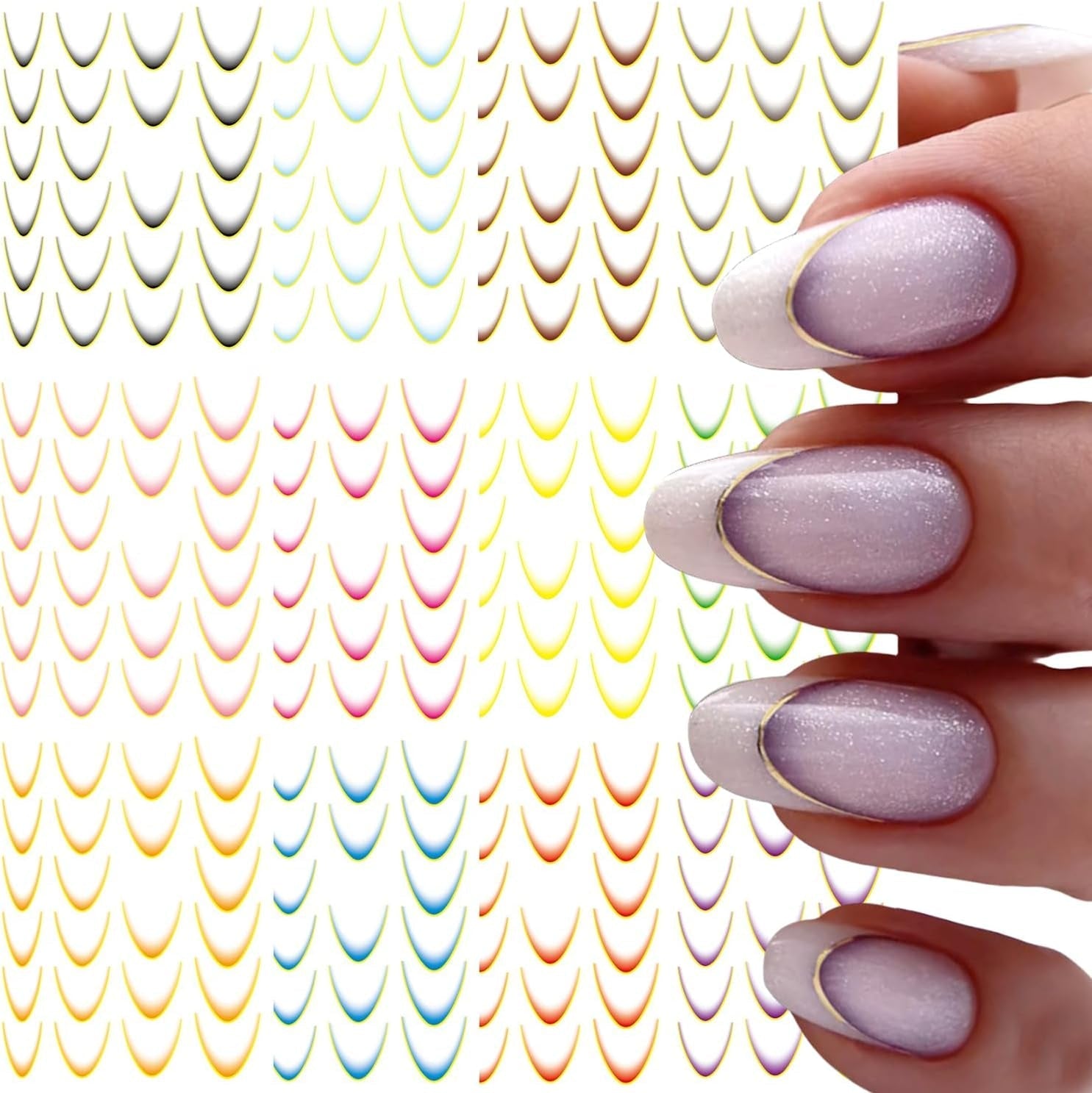 GZMAYUEN 12 couleurs français ongles autocollants 3D français dégradé couleur ongles autocollants auto-adhésif ongles conception ongles accessoires