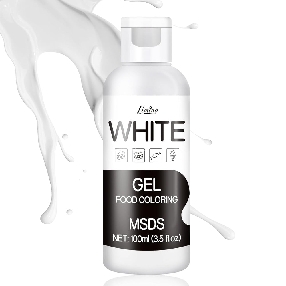 Colorant alimentar în gel - 100 ml, coloranți alimentari în gel pentru prăjituri, copt, fursecuri, macaroane - Colorant alimentar concentrat fără zahăr pentru decorarea torturilor, băuturi, ouă de Paște, slime DIY (alb)