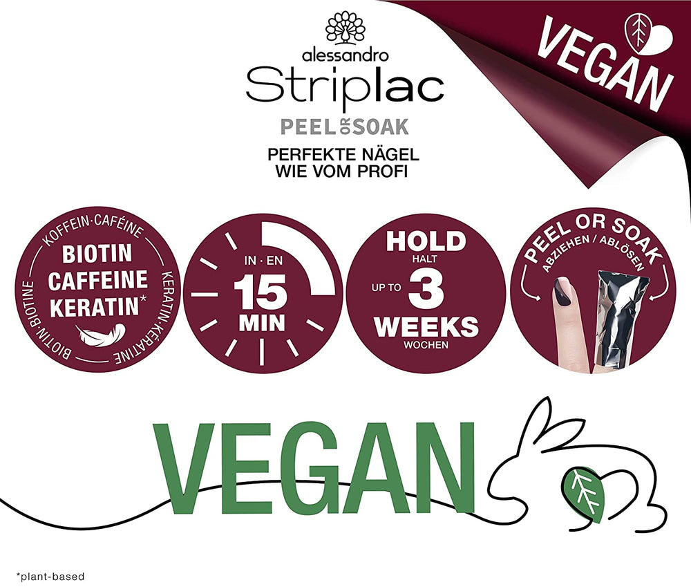 Vernis à ongles UV alessandro Striplac Elegant Ruby - Délicat et longue tenue - S'enlève facilement grâce à la technologie peel-off - Vegan et cruelty-free - 8 ml