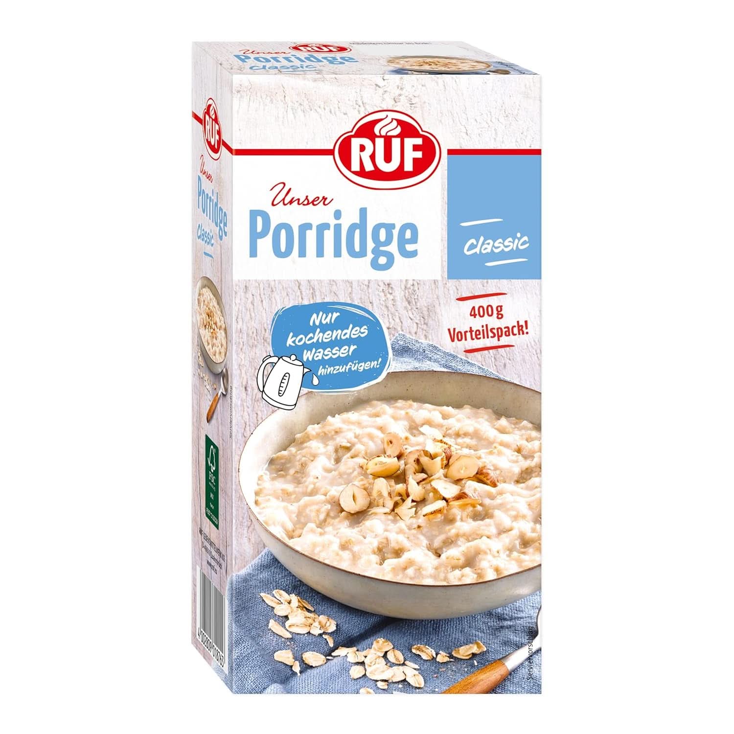 RUF Porridge Pomme Cannelle, avec flocons d'avoine entiers, fine saveur de cannelle et morceaux de pommes séchées, 400 grammes Naty Shop Cereals 400 grammes Classic