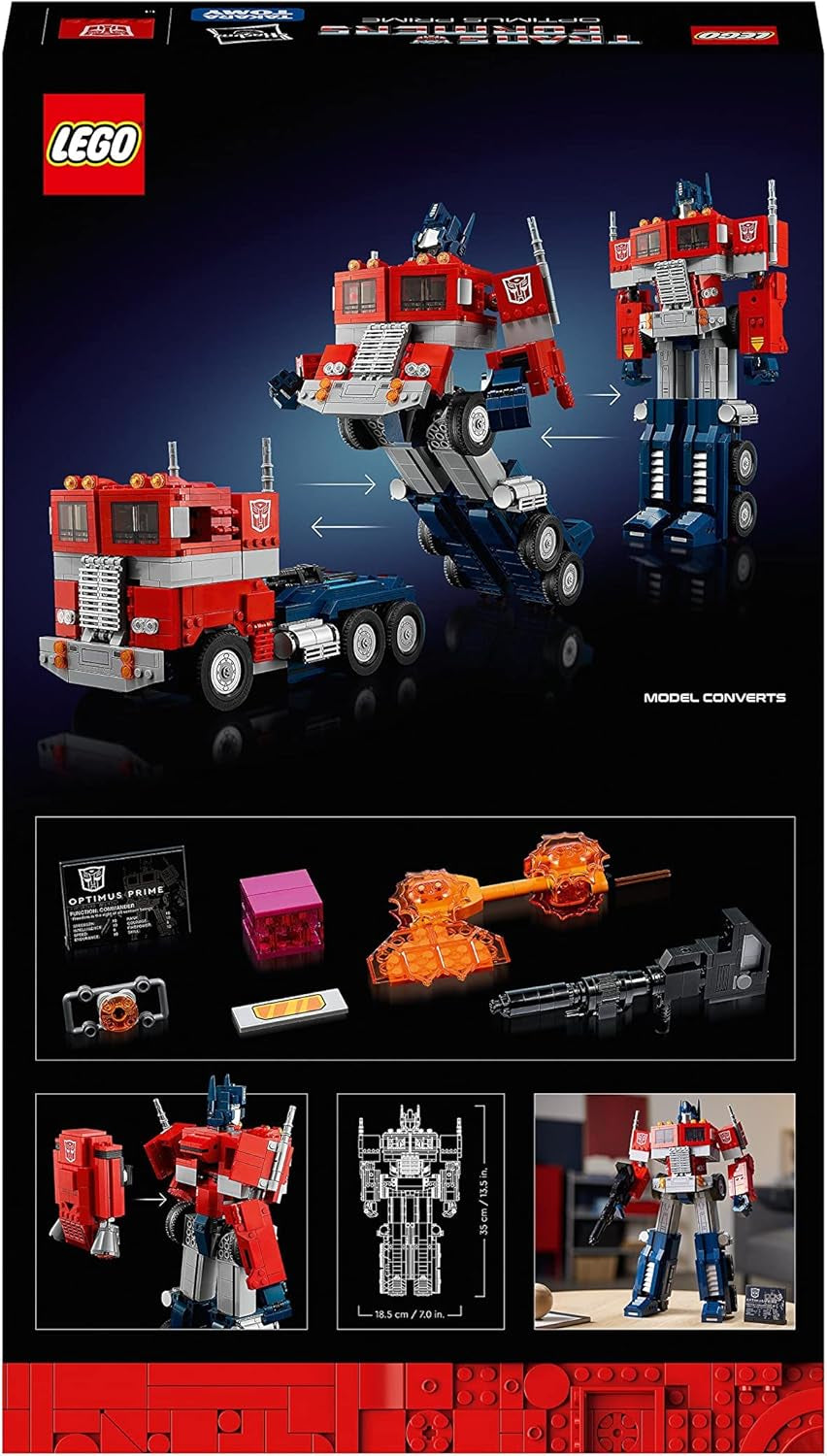 LEGO 10302 Icons Optimus Prime Set, figurine robot 2 en 1 et camion modèle, kit de modèle de jouet Transformers pour adultes, cadeau d'anniversaire ou de Noël pour hommes, femmes, elle et lui Ensembles de construction Besuche den LEGO-Store
