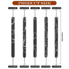 5 pièces d'outils de pointage de conception d'ongles, outil de travail de peinture, pointe de broche, outil de marbrage, outil de marbrage pour manucure de vernis à ongles, noir