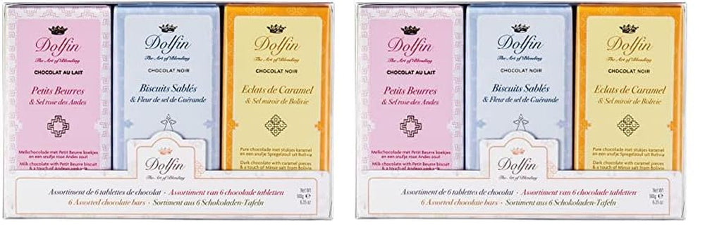 Tablettes de chocolat Dolfin Sweet And Salty - 6 assortiments de barres de chocolat noir et au lait, 180 grammes Naty Shop Chocolate Candies Set 2 x 180 grammes