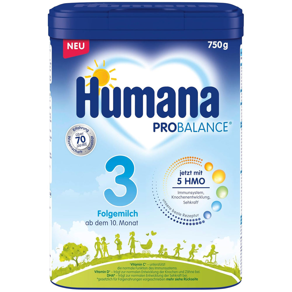 Humana 3 Folgemilch Vorteilspack - 4x750g avec 5 HMO, Natürliche Abwehrkräfte, Optimal für Babies à partir de 10 ans ; mois