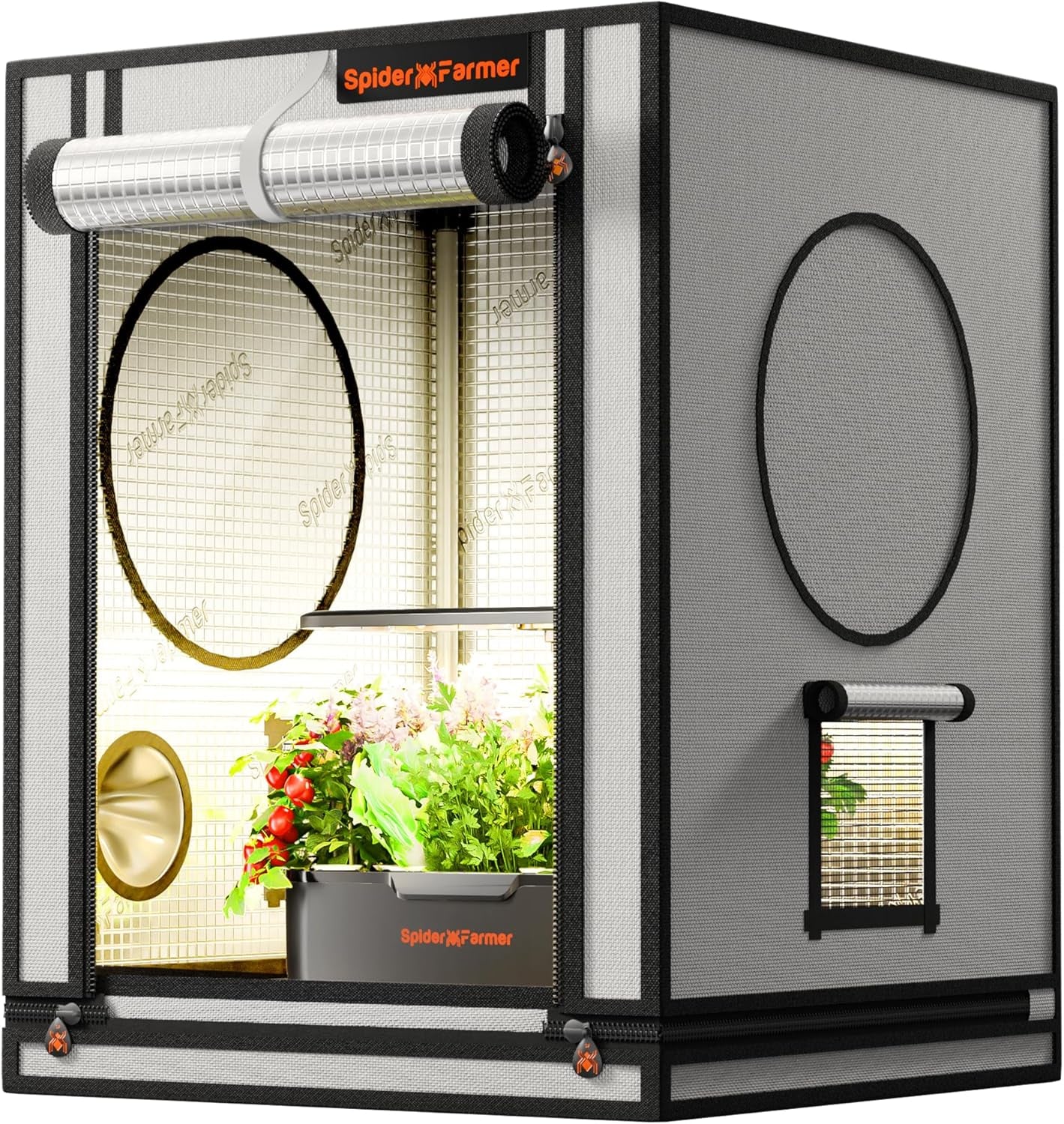 Spider Farmer Pro Tente de culture 70 x 140 x 200 cm avec porte roulante, fenêtre d'observation, panneau de sol amovible, tissu Mylar 2000D, pour culture hydroponique intérieure avec SF4000, G4500, SE4500