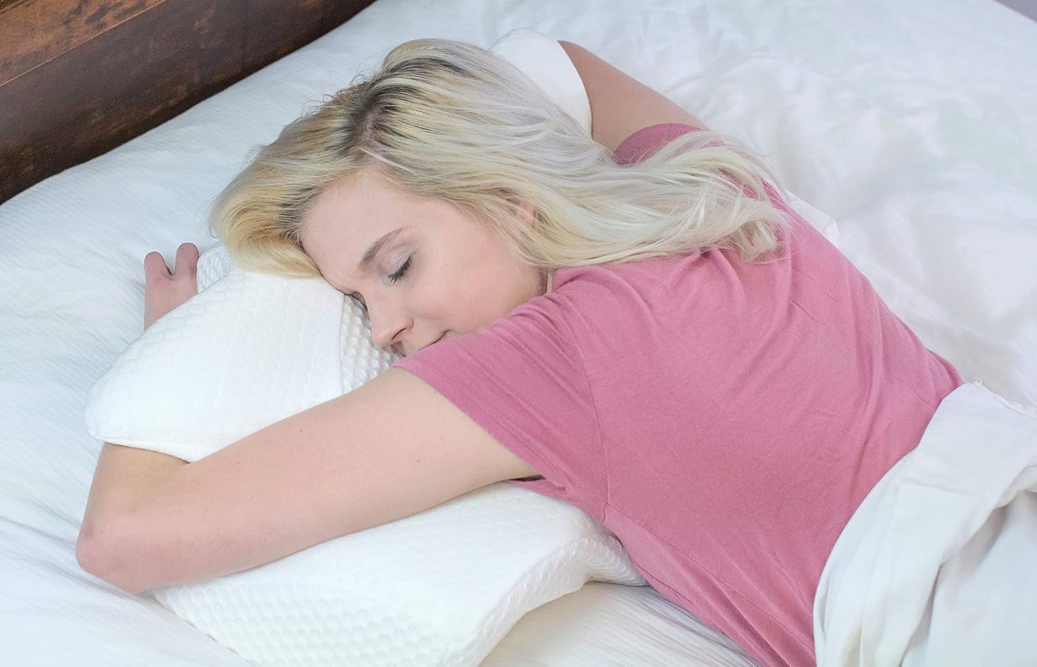 Elviros Oreiller Orthopédique en Mousse à Mémoire de Forme Curseur Latéral Oreiller de Soutien du Cou Oreiller pour Douleurs Cervicales Oreiller de Couchage Ergonomique pour Douleurs au Cou et aux Épaules 64 X 12,5/10,5 X 38 Cm Oreillers Orthopédiques Cervicaux Naty Shop