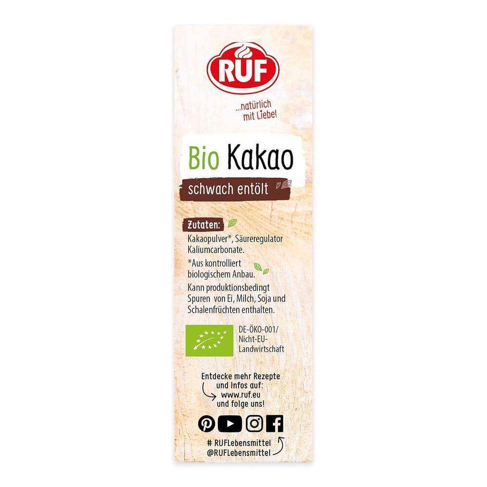Poudre de cacao RUF de qualité biologique, 125 grammes Cacao et Chocolat Chaud Naty Shop