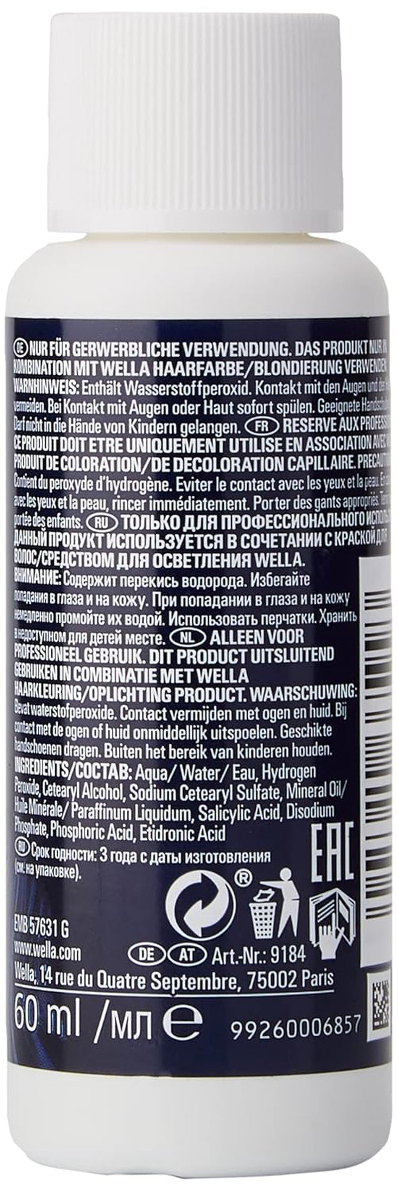 Wella Welloxon Crème oxydante 6 pour cent 60 ml, lot de 2 (2 x 0,06 L) Teinture capillaire Naty Shop