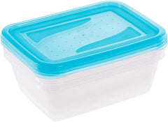 Kekeeper lot de 3 bocaux alimentaires, 3 x 1,25 l, 20,5 x 15,5 x 6,5 cm, Fredo Fresh, bleu transparent Boîtes de conservation alimentaire Naty Shop