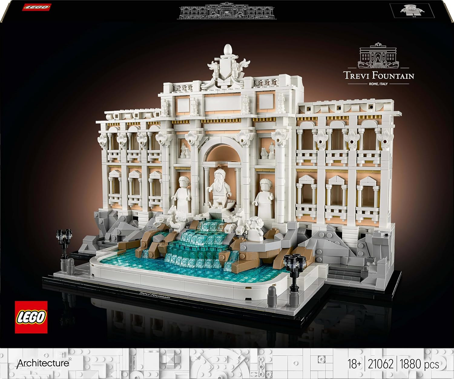 Fontaine de Trevi LEGO Architecture - Modèle d'un monument de Rome avec sculptures de figurines - pièce de collection pour bureau et salon - cadeau pour adultes et amateurs d'architecture 21062 Jeux de construction Besuche den LEGO-Store