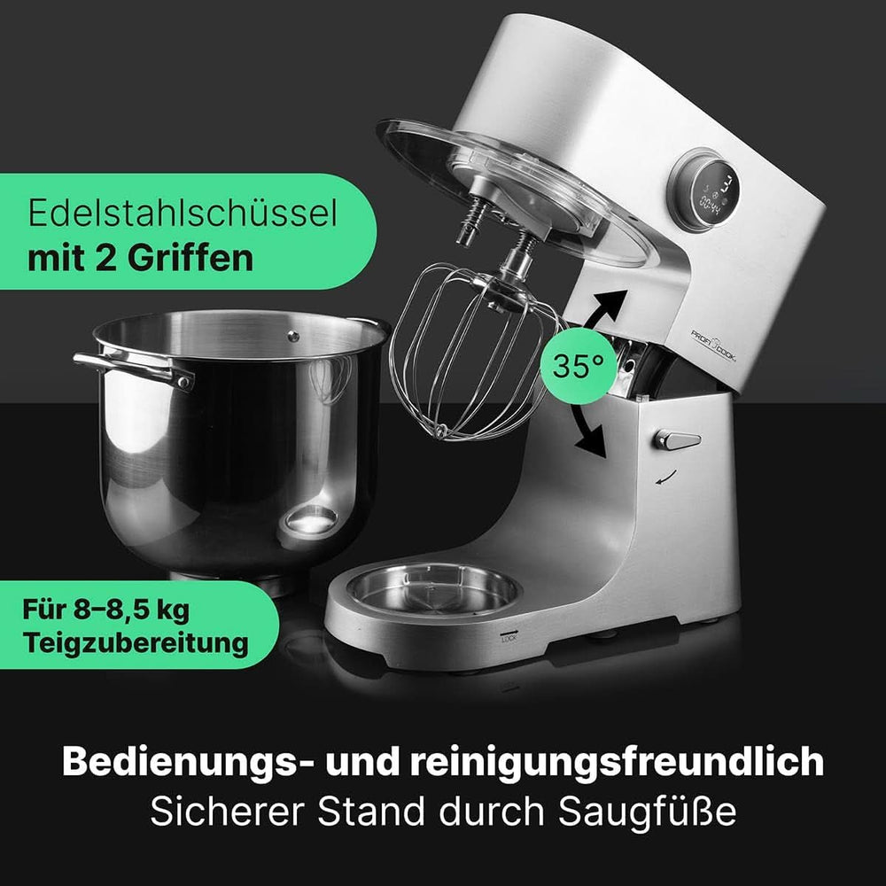 Proficook® Machine de cuisine avec XXL 12L Schüssel | Machine à laver avec moteur Longlife-Profi 2500W | Métallurgie et affichage LED | Robot Culinaire Pour Bis Zu 8,5 Kg Pâte | 13 vitesses | PC KM 1254 Mère et Enfant Naty Shop