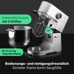 Proficook® Machine de cuisine avec XXL 12L Schüssel | Machine à laver avec moteur Longlife-Profi 2500W | Métallurgie et affichage LED | Robot Culinaire Pour Bis Zu 8,5 Kg Pâte | 13 vitesses | PC KM 1254 Mère et Enfant Naty Shop