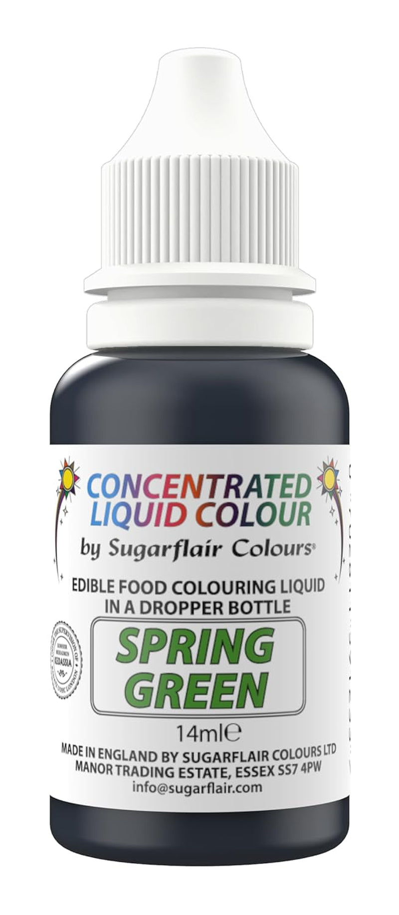 Sugarflair Gouttes de colorant alimentaire liquide comestible Vert printemps – Colorant alimentaire crème au beurre en pâte à sucre – Aérographe – 14 ml