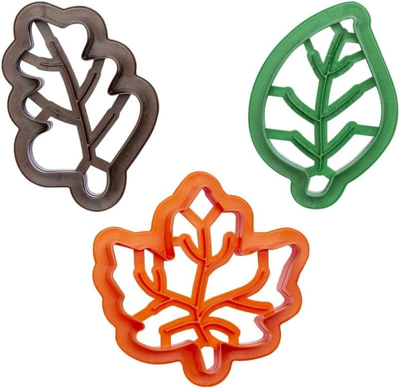 0255165 Emporte-pièces en plastique feuilles d'automne, ensemble idéal pour décorations en pâte à sucre ou en gumpaste, fabriqué en Italie, design original. Paquet de 3.
