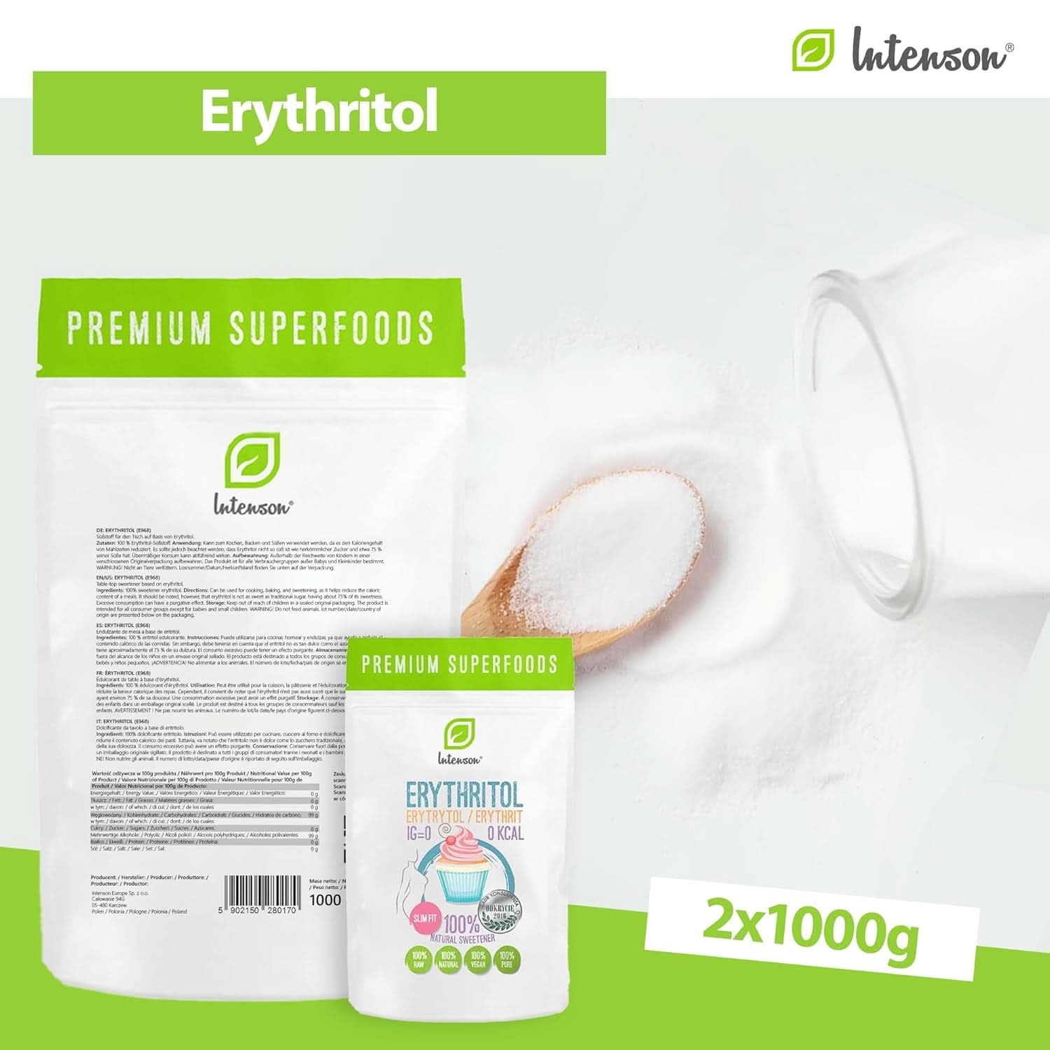 Érythritol - Alternative naturelle au sucre, 2 Kg Édulcorants Naty Shop