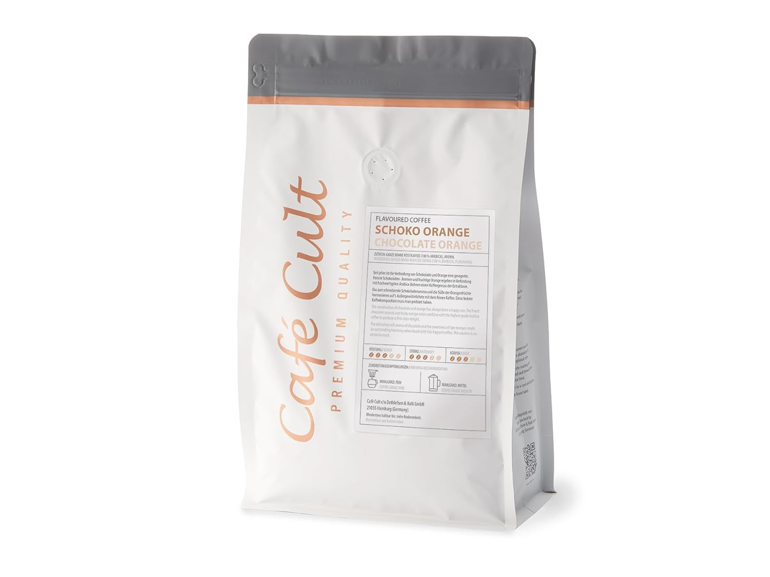 1kg - Café torréfié au goût frais - Café Cult - Chocolat aux oranges - Grains entiers