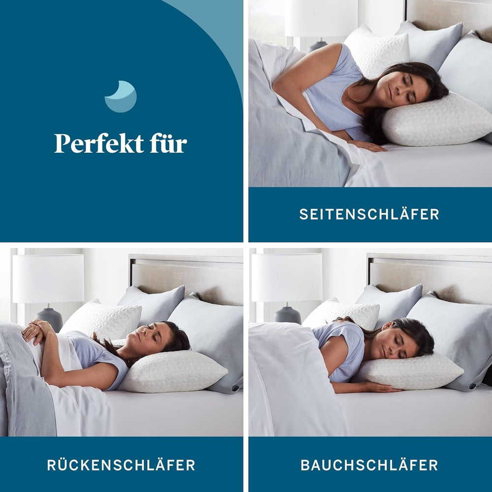 Oreiller LUCID 40 X 80 cm avec garnissage hybride de mousse à mémoire de forme déchiquetée et microfibre - garnissage amovible et réglable - housse lavable - pour dormeurs sur le côté, sur le dos et sur le ventre Oreillers standards Naty Shop