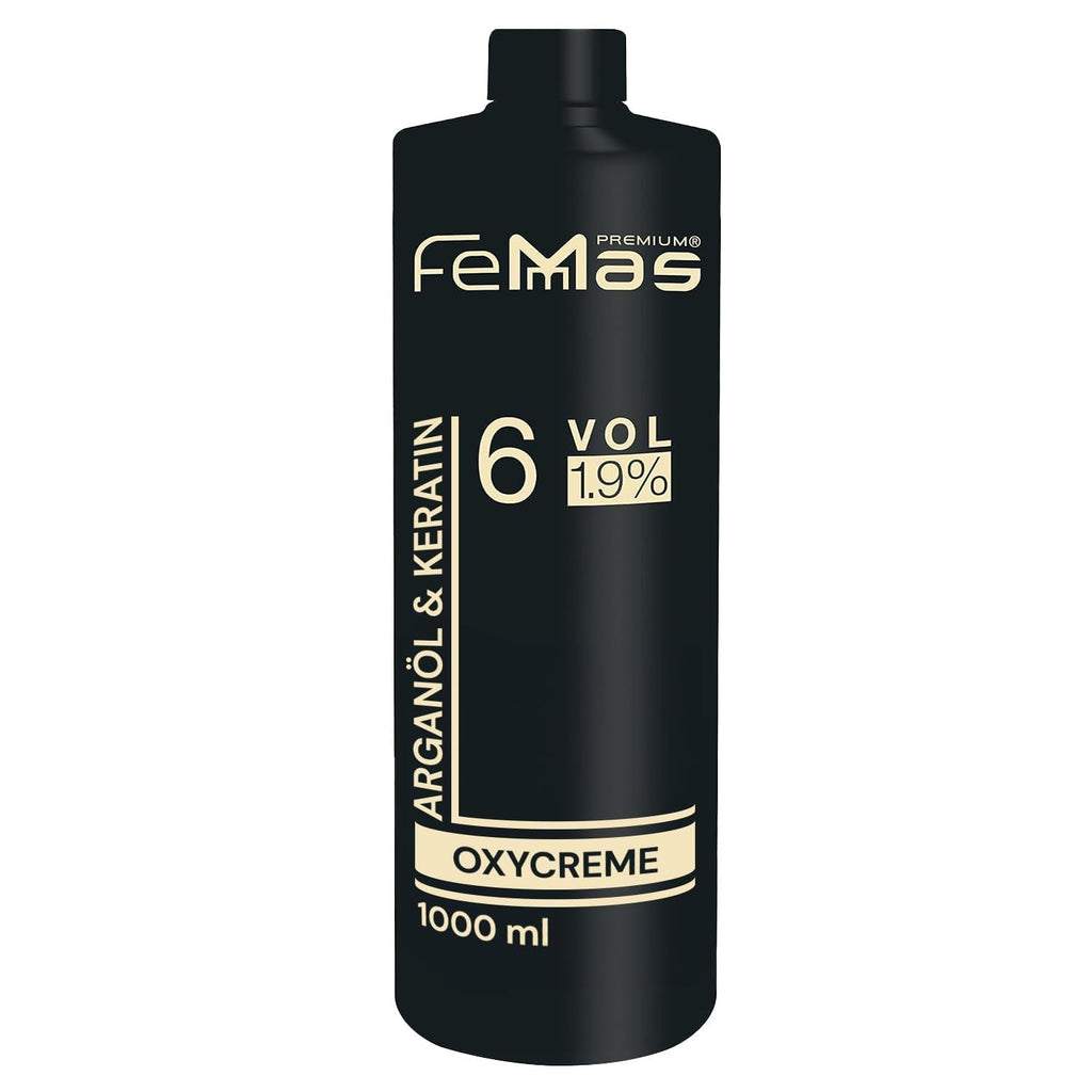 FemMas Oxycreme in 6% 1000 ml I Agent oxidant pentru colorarea și vopsirea părului I Aplicare ușoară și fixare optimă I Dezvoltator pentru rezultate uniforme în calitate de salon I Dezvoltator pentru colorarea părului Vopsea pentru par Naty Shop 1,9 1 litru (1 pachet)