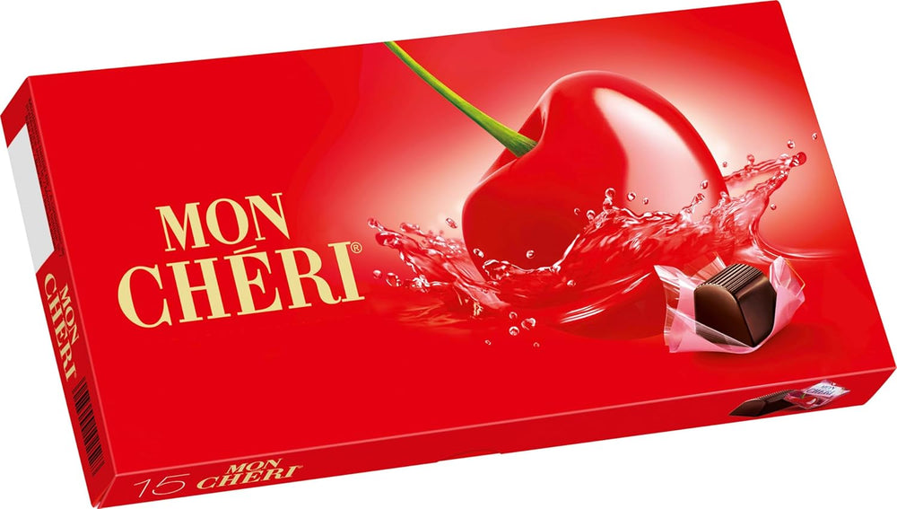 Ferrero Mon Chéri - Chocolat croquant, liqueur fruitée et cerise aromatique - Cadeau chocolat de Saint Valentin pour elle et lui - 1 paquet de 15 chocolats individuels