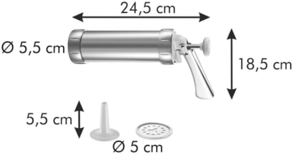 Presse à pâtisserie en acier inoxydable Tescoma DELÍCIA | Polyvalence maximale pour la décoration de biscuits et de gâteaux | 20 disques décoratifs et 4 buses de décoration | Durabilité et qualité |