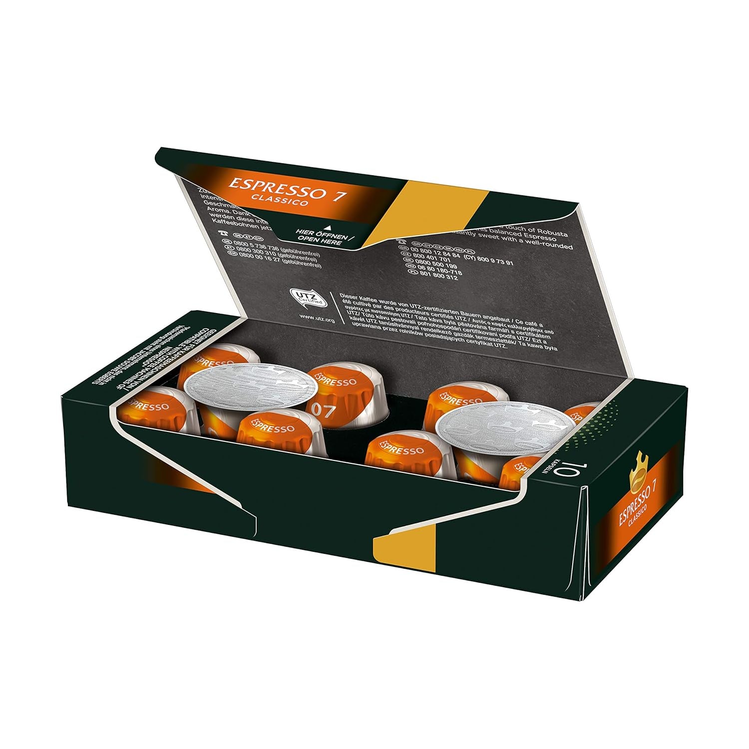Cafés à café Lungo Classico, intensité 6 sur 12, 20 cafés compatibles Nespresso®*, 10 x 20 & Cafés Espresso Classico, intensité 7 100 cafés compatibles Nespresso®*, 10x10 cafés