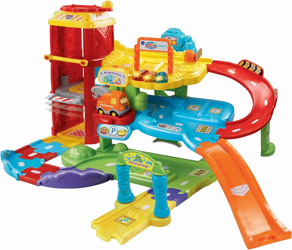 Vtech TUT TUT Baby Flitzer - Parking couvert, coloré, 66,6 x 75,3 x 45,1 cm & TUT TUT Baby Flitzer - Camion de pompier - voiture jouet avec musique, bouton lumineux, phrases et sons intéressants Bebe Toys Naty Shop