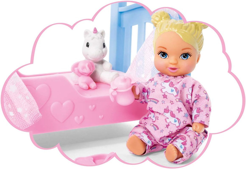 Simba Steffi Love Sweet Dreams / Jolie poupée et berceau / avec fonction qui brille dans le noir / 12 pièces / 29 cm / Pour les enfants à partir de 3 ans