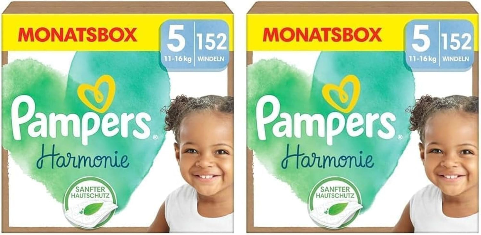 Couches Pampers Harmony taille 4, 174 couches, 9 kg-14 kg, protection douce de la peau avec protection 100 % Pampers