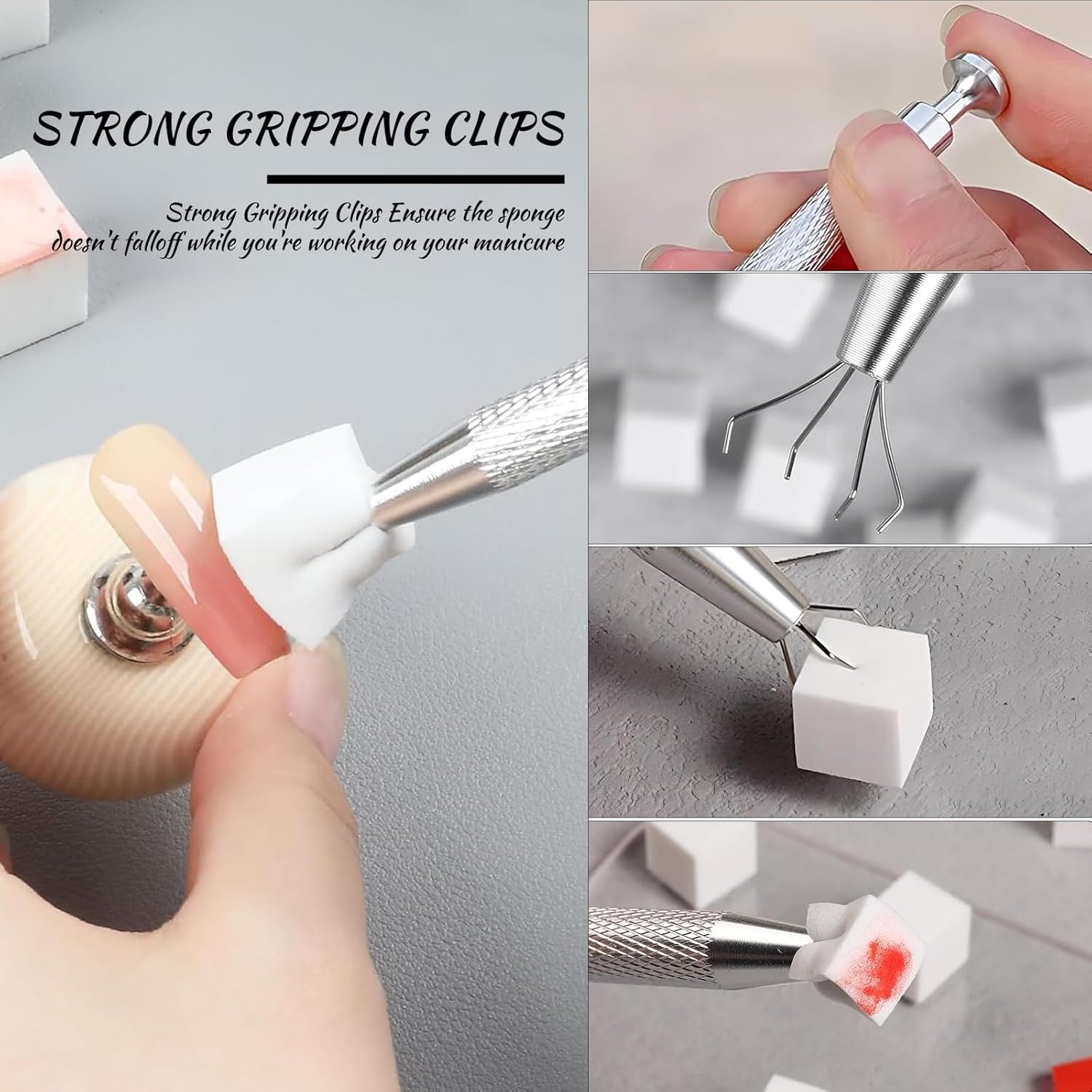 Eiito 100 pcs Weiche Nagelschwämme For Ombre, Mit 2 Greifstift, Aura-Maniküre-Nailkunst-Werkzeuge (Argent + Or)