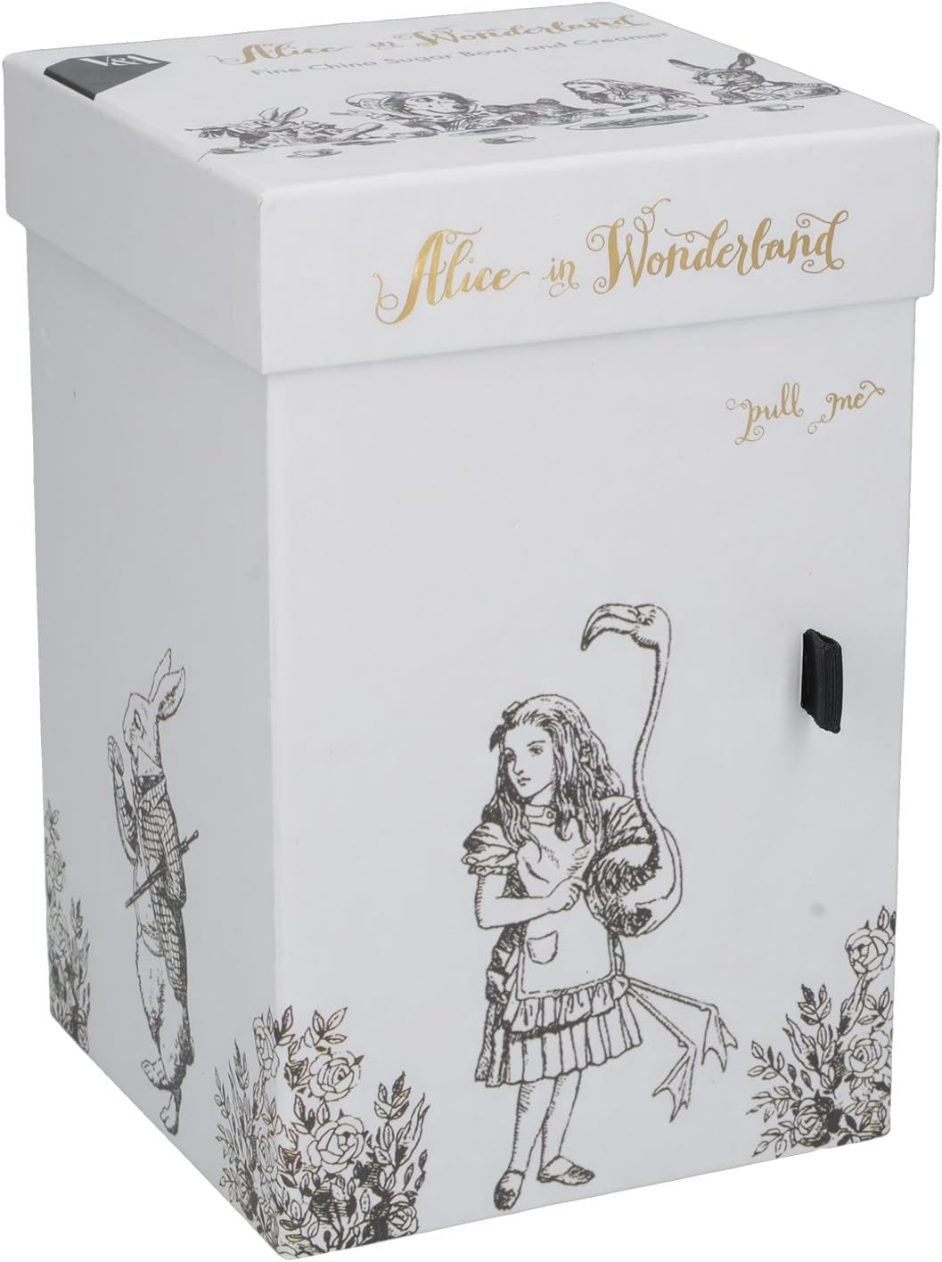 Théière et pot à lait en porcelaine fine Alice au pays des merveilles, bol en porcelaine et pot à lait dans un coffret cadeau de luxe
