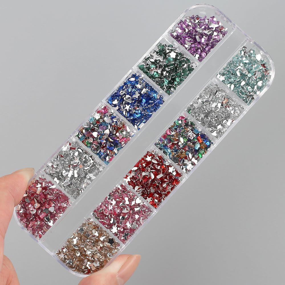 2000Pcs Bunte Strasssteine ​​​​Nägel Glitzersteine ​​​​Nagel Charms Nailart Edelsteine ​​​​Nagel Steine ​​​​Glitzer Steine ​​​​Nagel Charms Nägel Zubehör Kristalle Diamant Nageldesign Strass Nail Art Strass Nail Gems