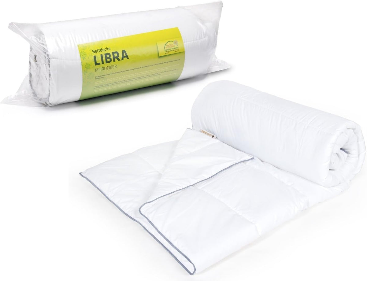 Décokage 135X200 Couette d'été Couette matelassée Anti-allergique Pour personnes allergiques Couette d'été 100% microfibre 800G Libra Couettes et couettes Naty Shop Blanc 135X200