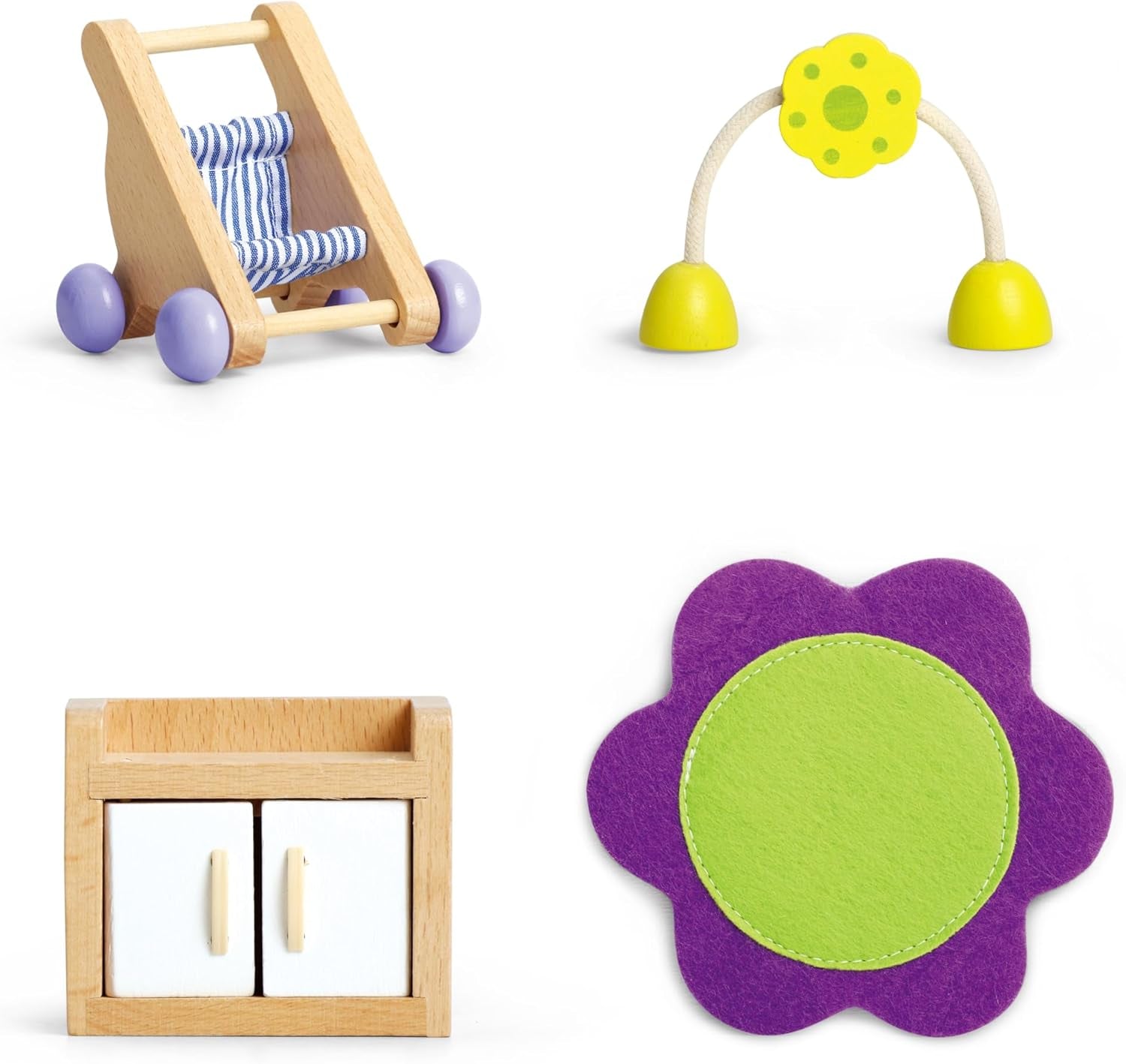 Hape Baby Room – Ensemble de chambre de poupée en bois, meubles de poupée, accessoires de maison de poupée pour tout-petits, chambre de bébé miniature avec balançoire et accessoires, jeu de rôle pour 3 ans