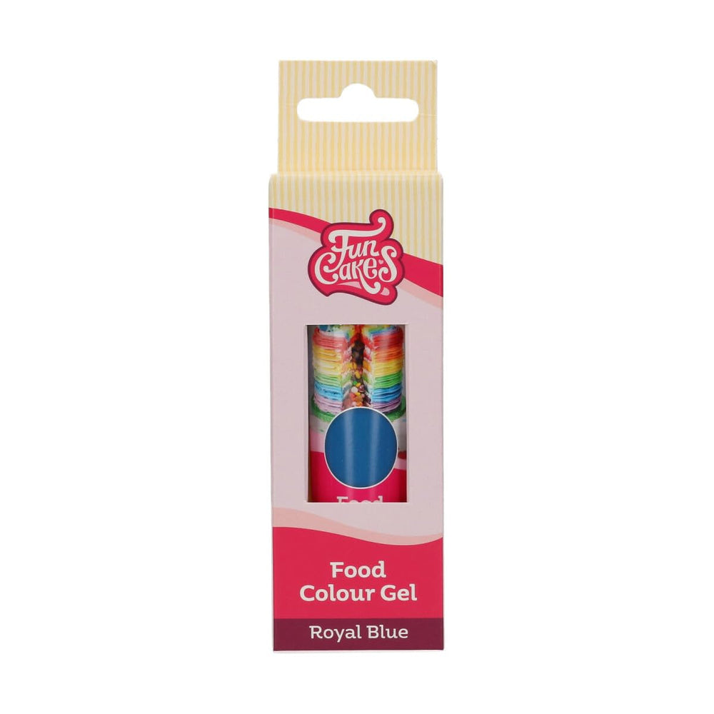 Colorant alimentaire Funcakes, gel bleu royal : Colorant alimentaire très concentré pour pâte, crème, fondant et pâte d'amande. Dosage facile. Une seule goutte pour créer des couleurs vibrantes. Halal. 30g.