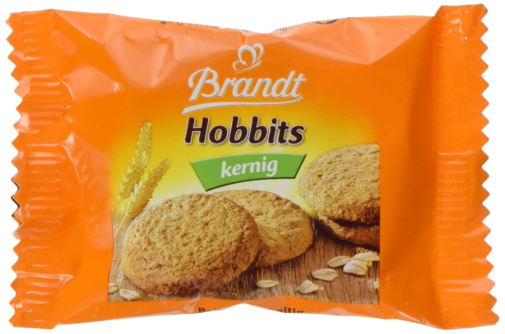 Brandt Hobbits Crunchy - 2 pachete - Cutie de catering cu 60 de pachete - Biscuiți integrali cu conținut ridicat de fibre și fulgi de ovăz (60 x 22,8 g)