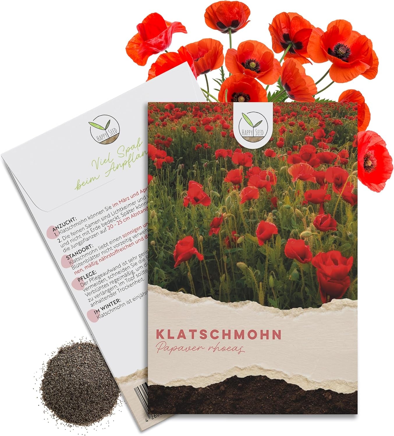 Klatschmohn Samen (Papaver Rhoeas) - Wunderschön Blühende Mohnblumen Mit Langer Blütezeit Für Eine Bunte Blumenwiese (Mix)