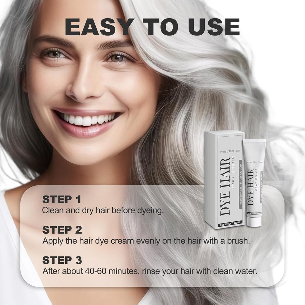Teinture pour cheveux Gris Argent Teinture pour cheveux Gris Argent Teinture pour cheveux Argent Naturel Unisexe Teinture pour cheveux Gris clair Couleur Argent Crème pour tous les types de cheveux (100 ml) Teinture pour cheveux Naty Shop