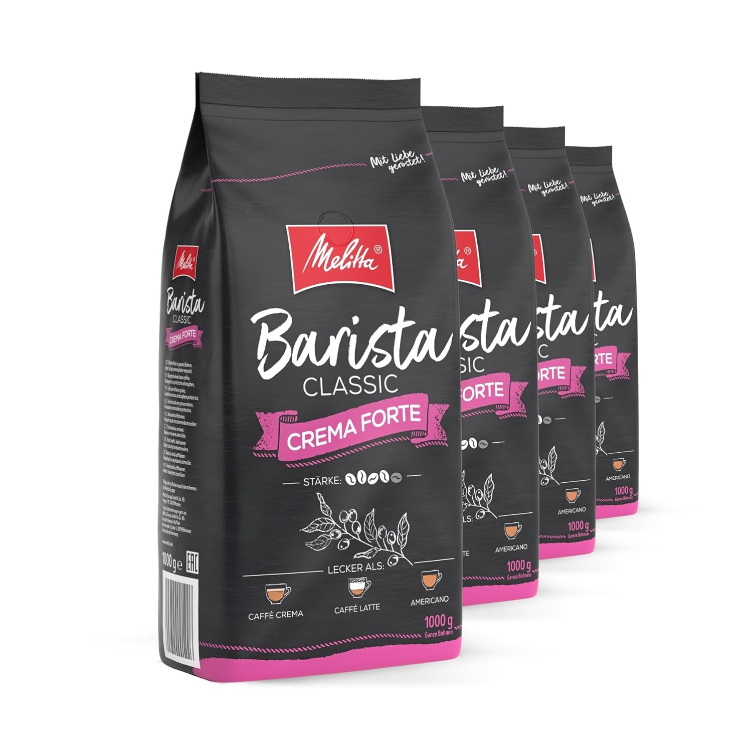 Melitta Barista Classic Espresso, Boabe de cafea întregi 1 kg Cafea Naty Shop 4 x 1 Kg Crema Forte
