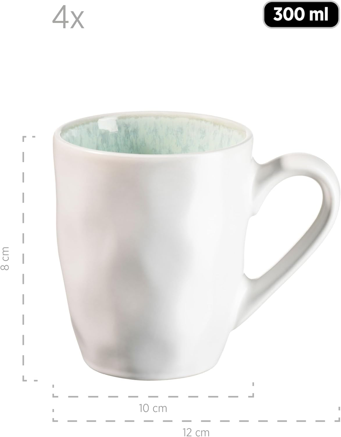 MÄSER Serie Frozen, Geschirr Set Aus Keramik Für 4 Personen, 16-Teiliges Kombiservice Mit Organischen Formen, Farblich Gesprenkeltes Service, Steinzeug, Türkis-Grün Ensembles de vaisselle Naty Shop